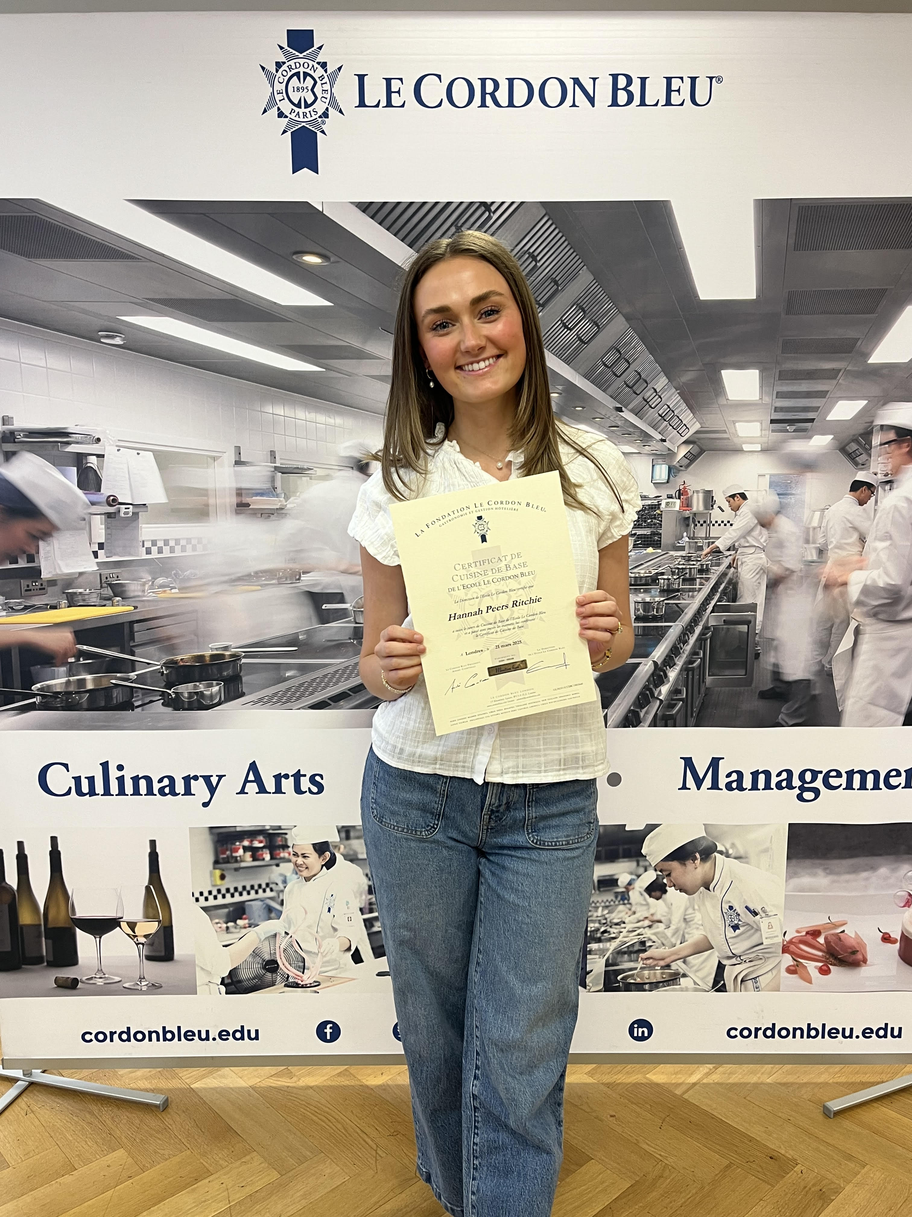 Hannah with Le Cordon Bleu certificate