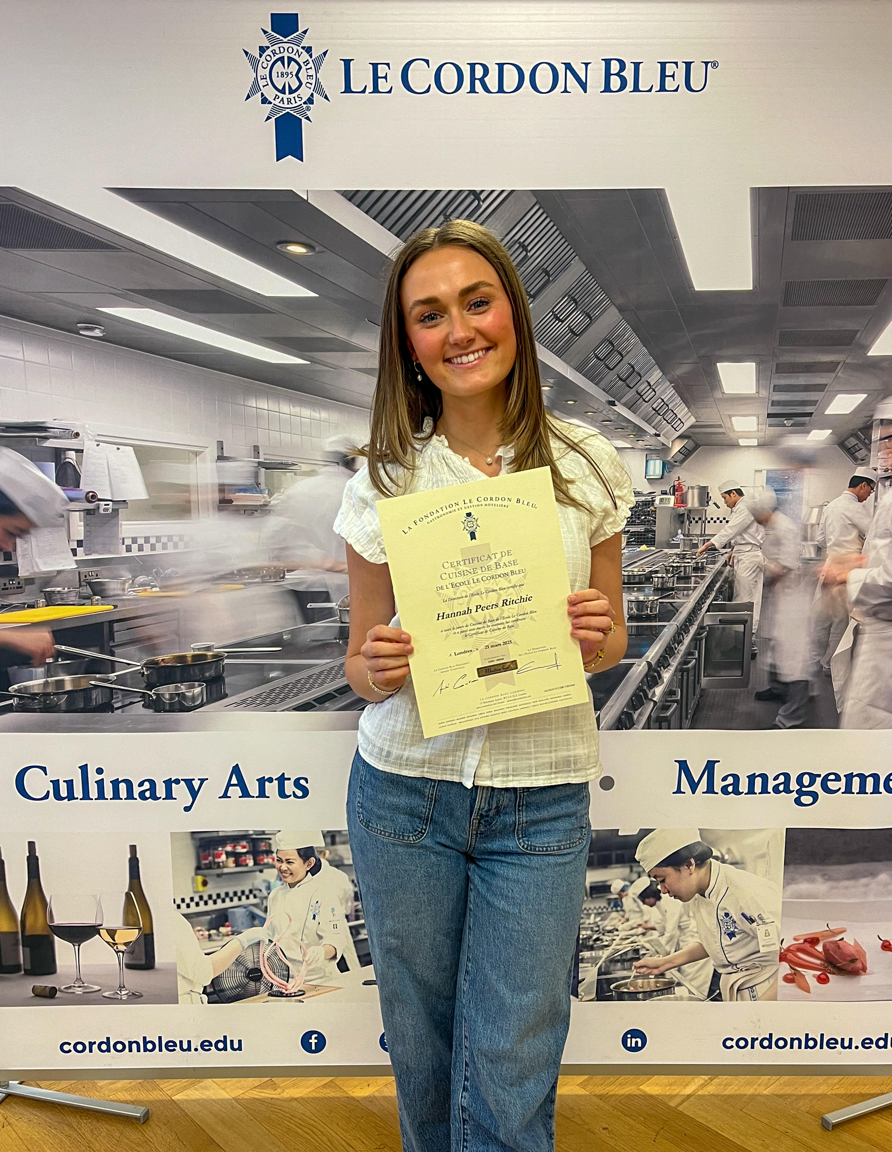 Hannah with Le Cordon Bleu certificate