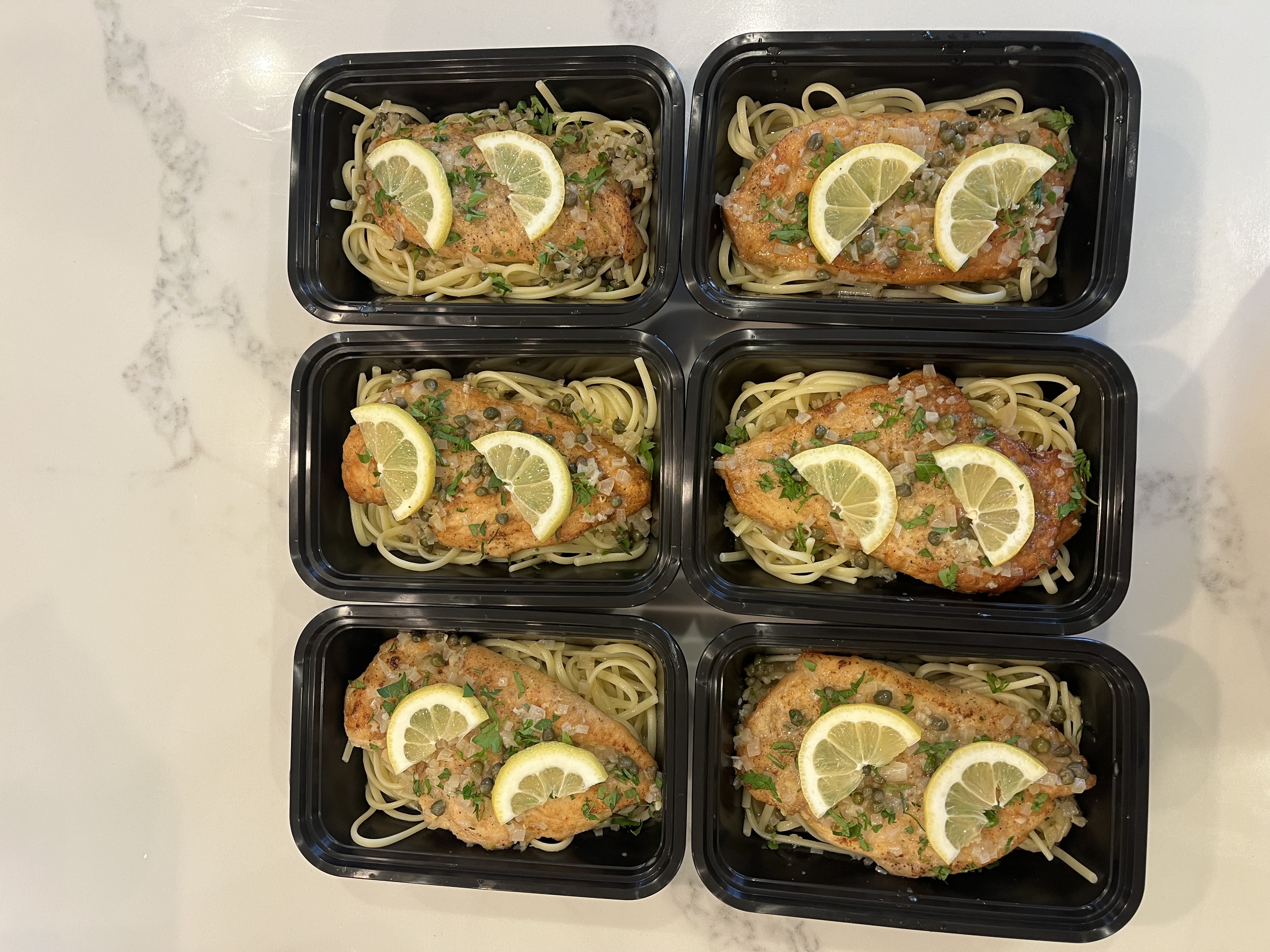 Chicken piccata meal prep