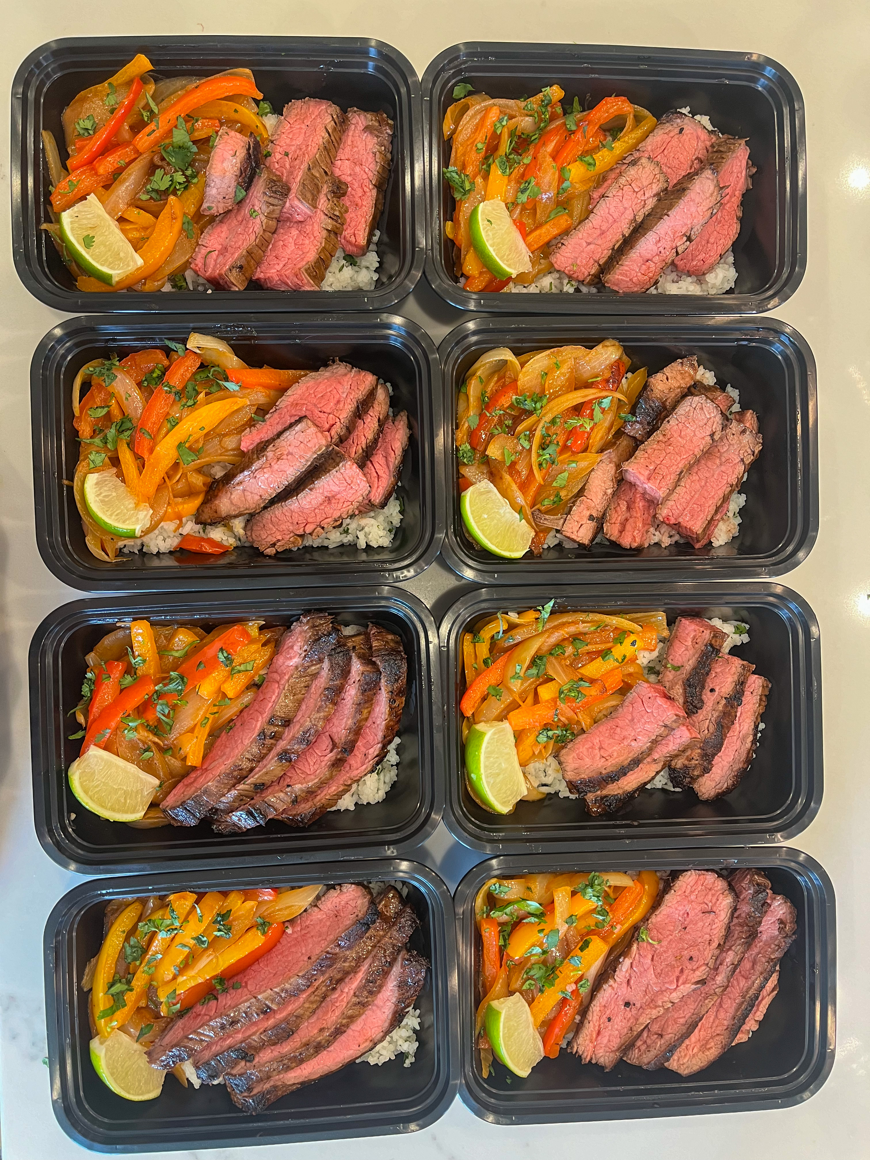 Steak fajita meal prep